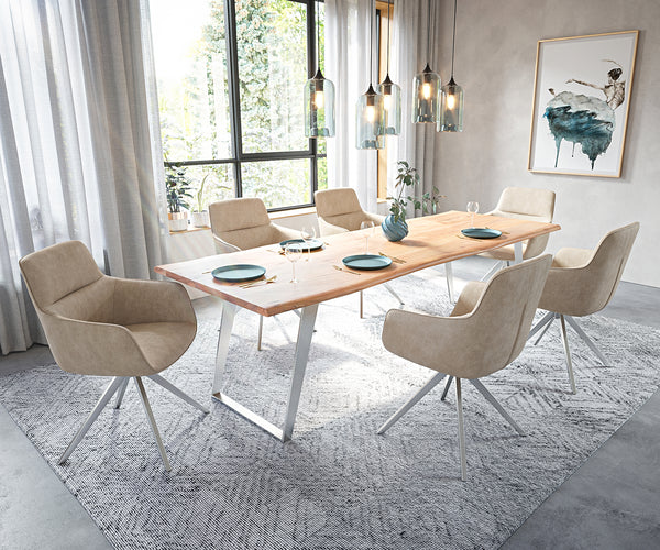 Dining Table Olympus Live Edge Acacia Wood Natural Slanted Frame Steel 140-300cm