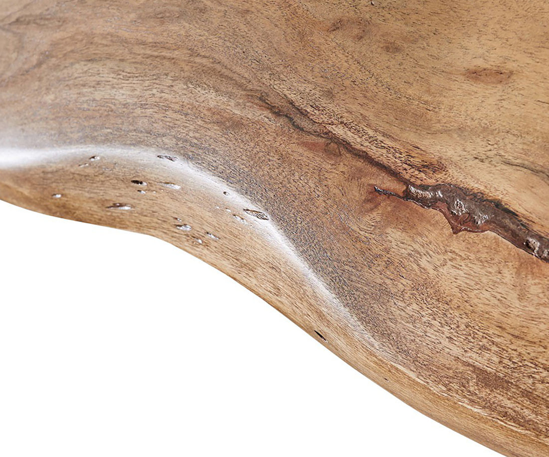 Dining Table Olympus Live Edge 260cm Acacia Wood Natural Slanted Frame Steel 35mm Top