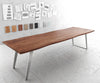 Dining Table Olympus Live Edge 300cm Acacia Wood Brown Slanted Frame Steel 35mm Top