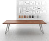 Dining Table Olympus Live Edge 300cm Acacia Wood Brown Slanted Frame Steel 35mm Top