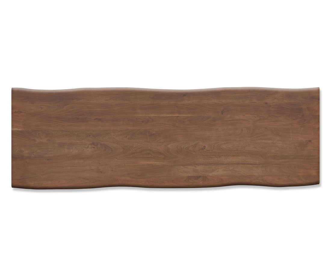 Dining Table Olympus Live Edge 300cm Acacia Wood Brown Slanted Frame Steel 35mm Top