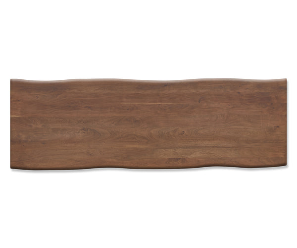 Dining Table Olympus Live Edge 300cm Acacia Wood Brown Slanted Frame Steel 35mm Top