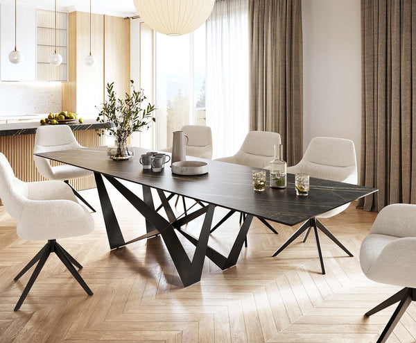 Dining Table Aurora 300cm Ceramic Brown Spider Frame Black