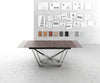 Extendable Dining Table Aurora 180-220x90cm Glass Brown Spider Frame Silver