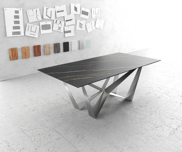 Dining Table Aurora 200cm Ceramic Brown Spider Frame Steel