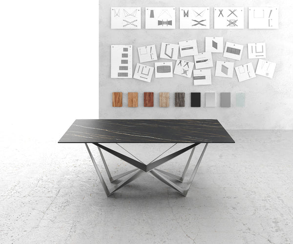 Dining Table Aurora 200cm Ceramic Brown Spider Frame Steel