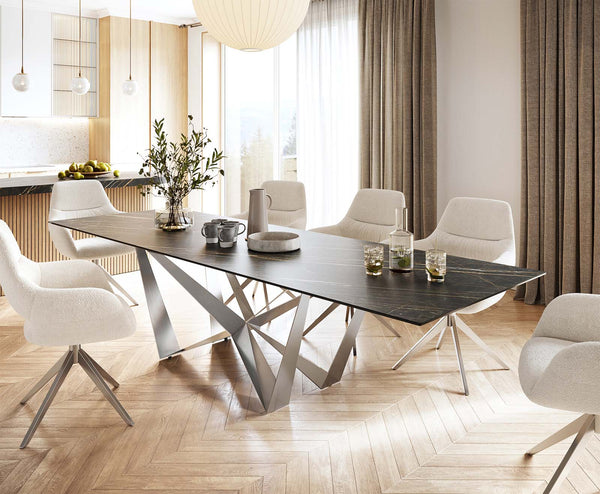 Dining Table Aurora 300cm Ceramic Brown Spider Frame Steel