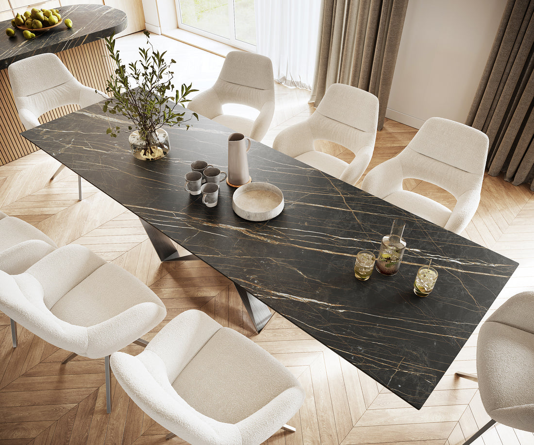 Dining Table Aurora 300cm Ceramic Noir Desir Brown Spider Frame Steel
