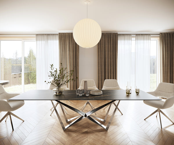 Dining Table Aurora Ceramic Brown Spider Frame Steel 200-300cm