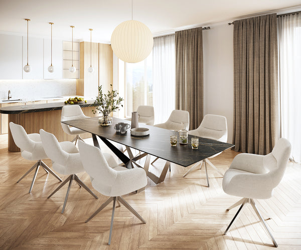 Dining Table Aurora 300cm Ceramic Noir Desir Brown Spider Frame Steel
