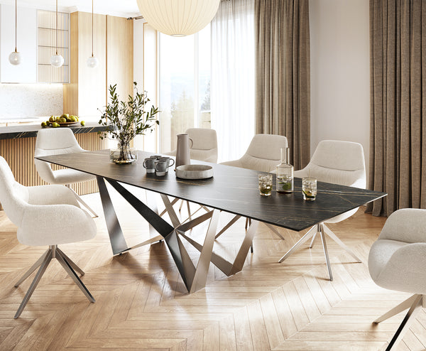 Dining Table Aurora Ceramic Brown Spider Frame Steel 200-300cm