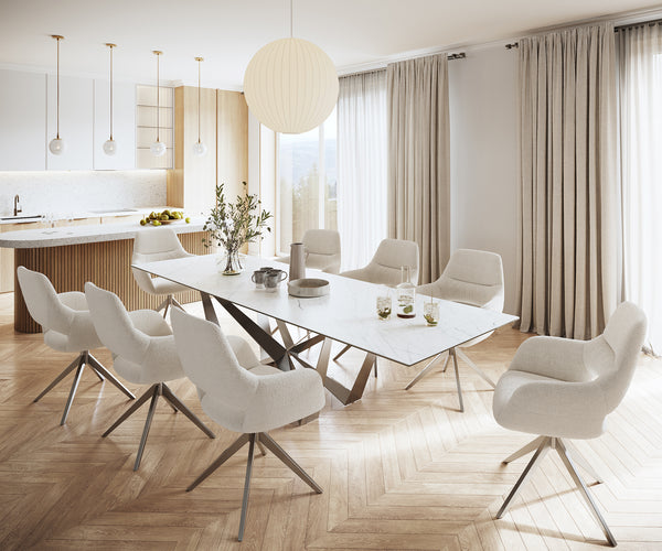 Dining Table Aurora Ceramic White Spider Frame Steel 200-300cm