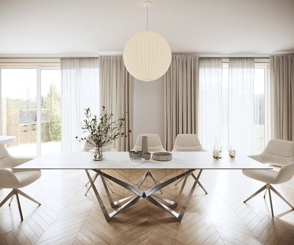Dining Table Aurora Ceramic White Spider Frame Steel 200-300cm