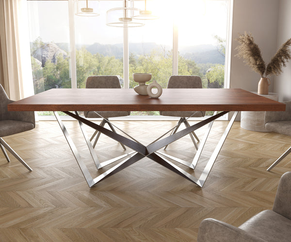 Dining Table Olympus 200x100cm Acacia Wood Brown Spider Frame Steel