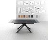 Dining Table Aurora Extendable 180-220cm Ceramic Anthracite Cross Frame Black