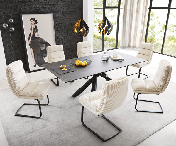 Dining Table Aurora 200cm Ceramic Brown Cross Frame Black