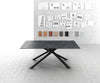 Dining Table Aurora 200cm Ceramic Nero Greco Anthracite Cross Frame Black