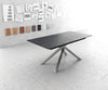 Dining Table Aurora 180-220x90cm Ceramic Anthracite Cross Frame Silver