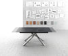 Dining Table Aurora 180-220x90cm Ceramic Anthracite Cross Frame Silver