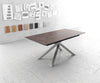 Extendable Dining Table Aurora 180-220x90cm Glass Brown Cross Frame Silver