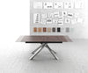 Extendable Dining Table Aurora 180-220x90cm Glass Brown Cross Frame Silver