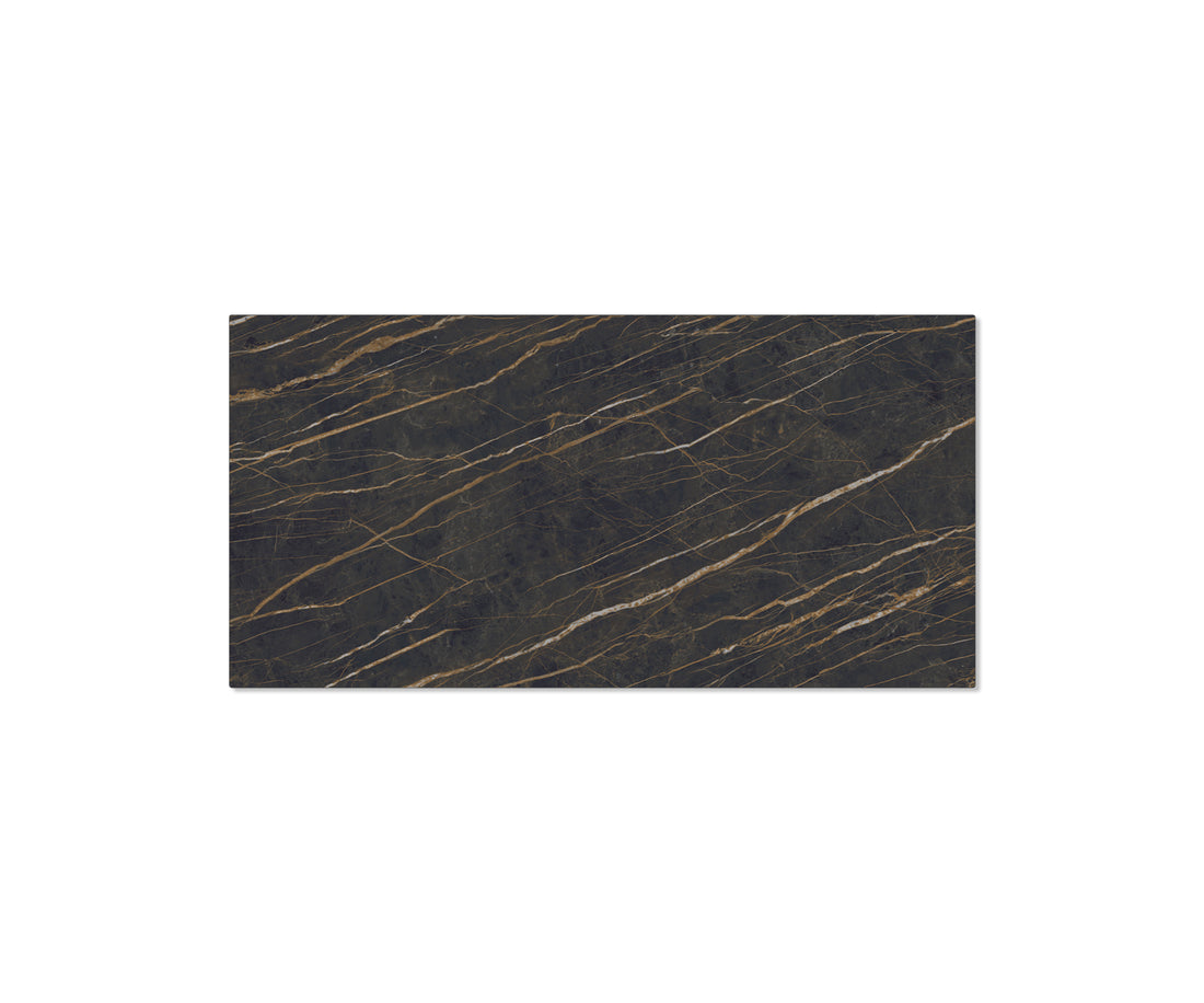 Dining Table Aurora 200cm Ceramic Noir Desir Brown V-Frame Black