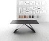 Dining Table Aurora 200cm Ceramic Noir Desir Brown V Frame Black