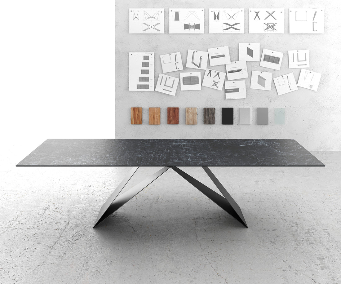 Dining Table Aurora 300cm Ceramic Nero Greco Anthracite V-Frame Black