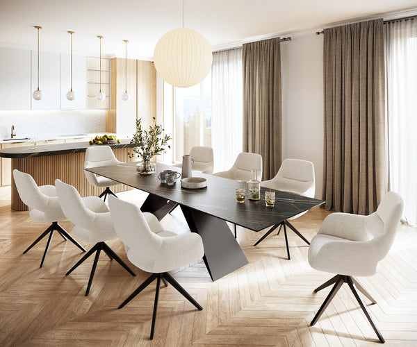 Dining Table Aurora 300cm Ceramic Brown V Frame Black