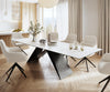 Dining Table Aurora Ceramic White V Frame Black 200-300cm