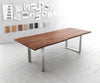 Dining Table Olympus Live Edge Acacia Wood Brown Square Frame Slim Steel 140-300cm