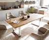 Dining Table Olympus Live Edge Acacia Wood Natural Square Frame Slim Steel 140-300cm