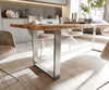 Dining Table Olympus Live Edge 240cm Acacia Wood Natural Square Frame Slim Steel 35mm Top