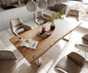 Dining Table Olympus Live Edge 240cm Acacia Wood Natural Square Frame Slim Steel 35mm Top