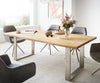 Dining Table Olympus Live Edge Oak Wood Natural Square Frame Slim Steel 160-300cm