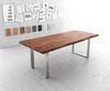 Dining Table Olympus Live Edge Acacia Wood Brown Square Frame Slim Steel 140-300cm