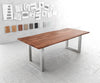 Dining Table Olympus Live Edge Acacia Wood Brown Square Frame Steel 140-300cm