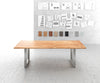 Dining Table Olympus Live Edge Acacia Wood Natural Square Frame Steel 140-300cm