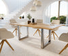 Dining Table Olympus Live Edge Oak Wood Natural Square Frame Steel 160-300cm
