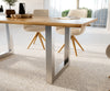 Dining Table Olympus Live Edge 200cm Oak Wood Natural Square Frame Steel 32mm Top