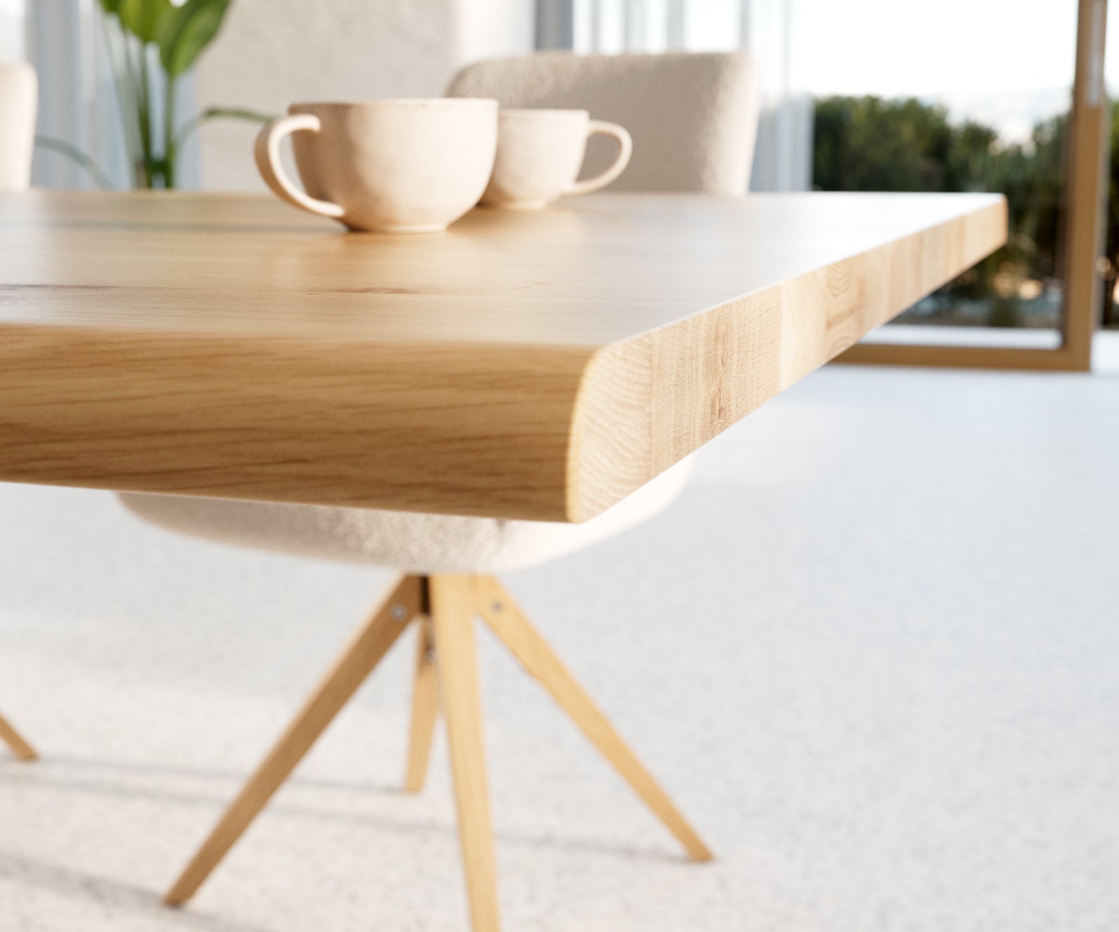 Dining Table Olympus Live Edge 200cm Oak Wood Natural Square Frame Steel 32mm Top