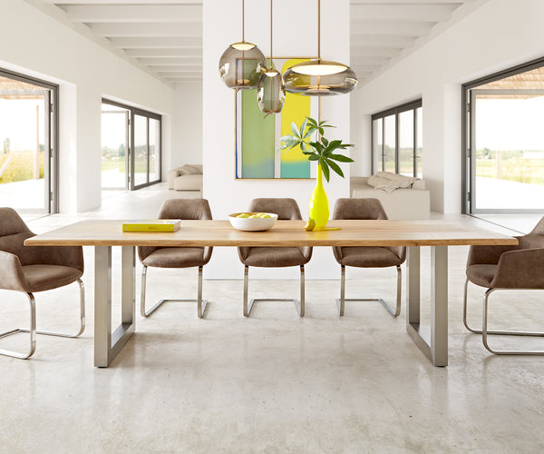 Dining Table Olympus Live Edge 260cm Oak Wood Natural Square Frame Steel 32mm Top