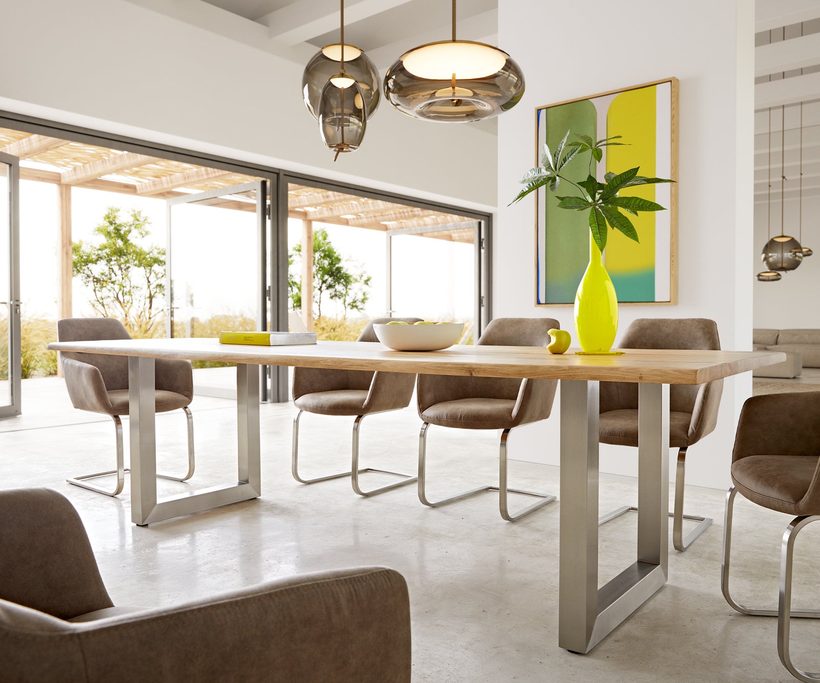 Dining Table Olympus Live Edge 260cm Oak Wood Natural Square Frame Steel 32mm Top