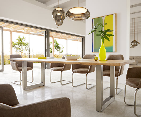 Dining Table Olympus Live Edge 260cm Oak Wood Natural Square Frame Steel 32mm Top