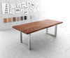 Dining Table Olympus Live Edge Acacia Wood Brown Square Frame Steel 140-300cm