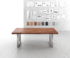 Dining Table Olympus Live Edge Acacia Wood Brown Square Frame Steel 140-300cm