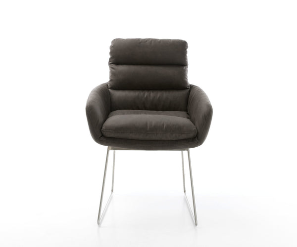 Dining Chair Abelia Microfiber Anthracite Vintage Sled Base Silver