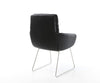 Dining Chair Abelia Natural Leather Black Sled Base Silver