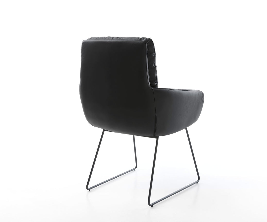 Dining Chair Abelia Natural Leather Black Sled Base Black