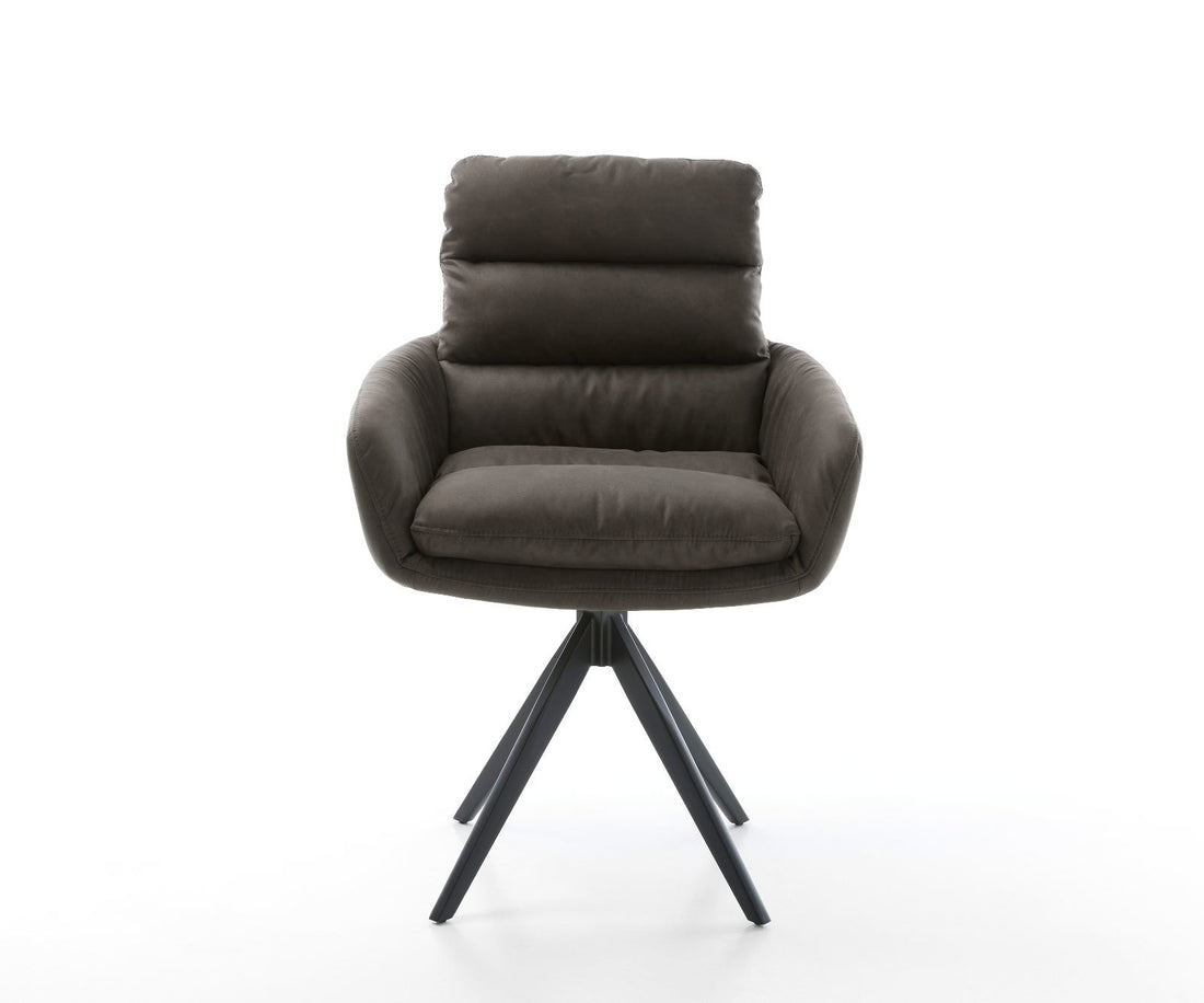 Dining Chair Abelia Microfiber Anthracite Vintage Cross Angular Base Black 180° Swivel